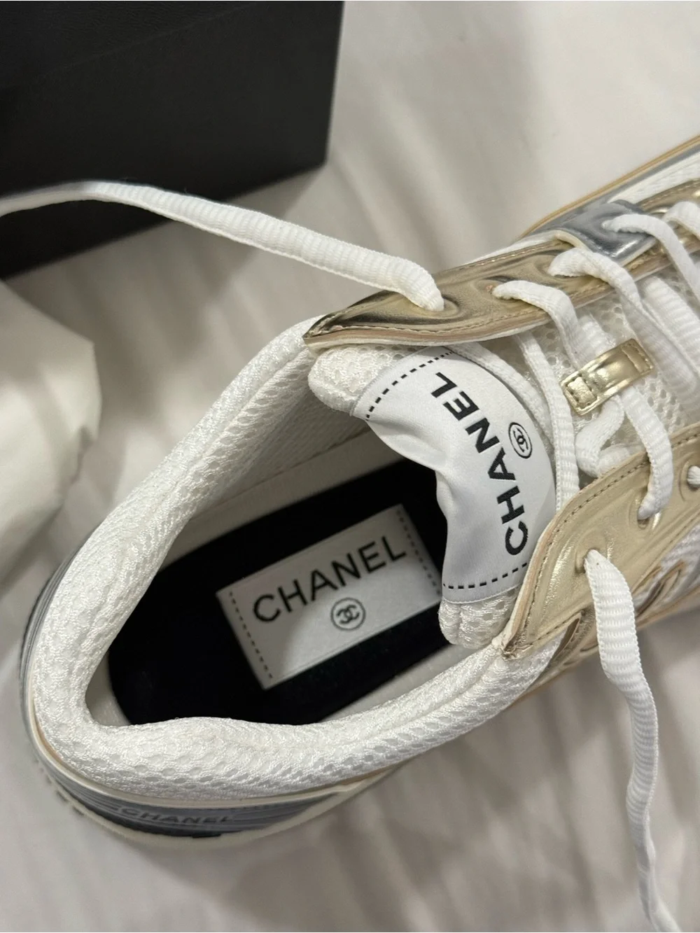 Chanel CC Runner Gold Laminate size 39.5